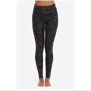 Spanx faux leather camo leggings, size M